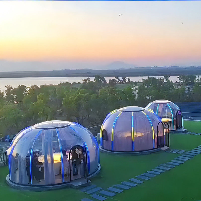 Casas pré-fabricadas de dom moderno de quarto de sol Casa de jardim Glamping Resort Tenda de dom