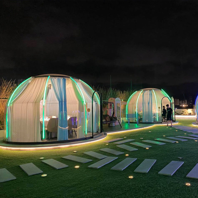 Tenda de borbulha de alumínio PC redonda para acampamento e eventos ao ar livre