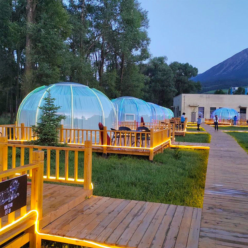 Tenda de borbulha de alumínio PC redonda para acampamento e eventos ao ar livre