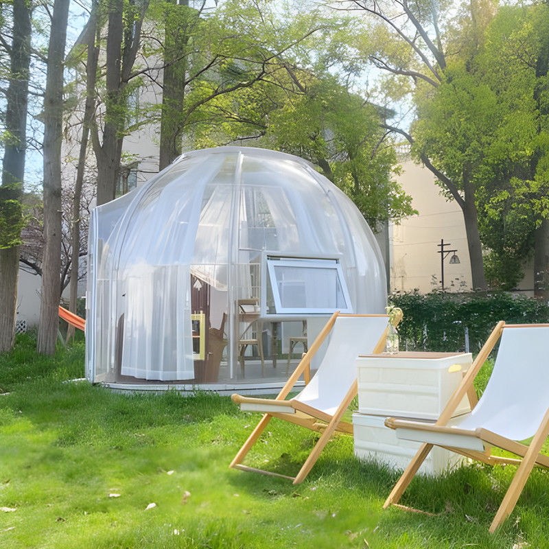 PC Casa Clear Dome Tendas de bolhas ao ar livre com janela de alumínio e luz LED