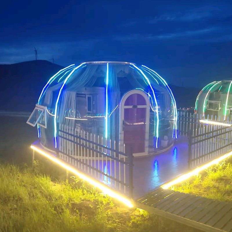 3m x 2.3m Tenda de bolhas de iglu Casa de cúpula de policarbonato com pacote de cartão de madeira
