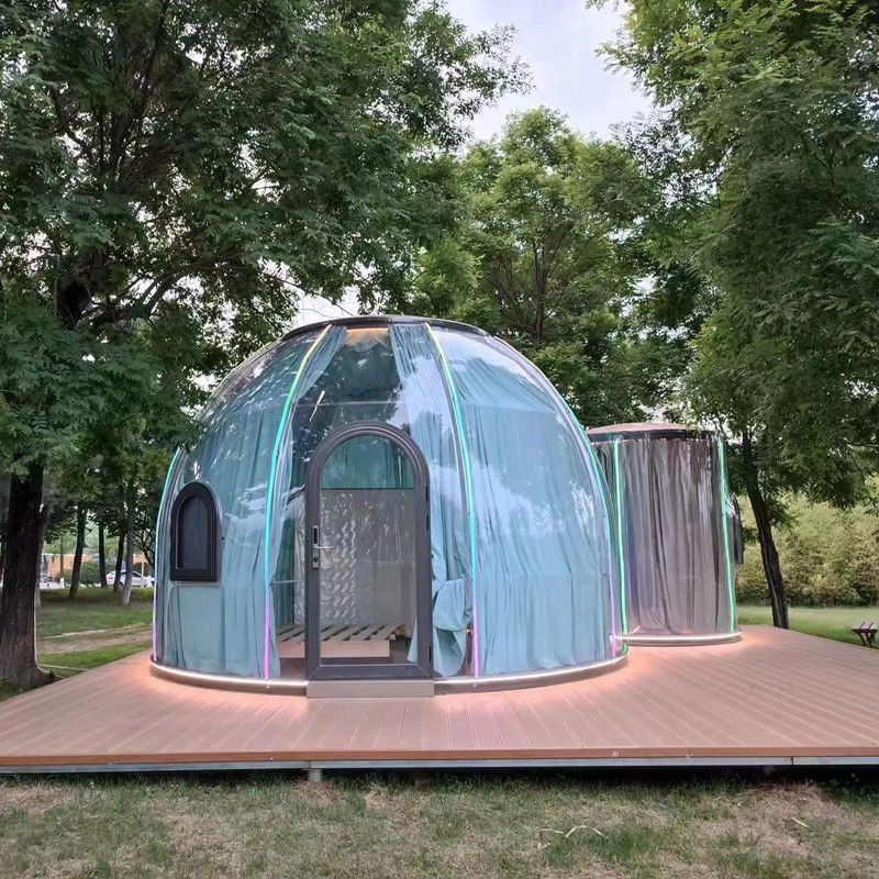 3m x 2.3m Tenda de bolhas de iglu Casa de cúpula de policarbonato com pacote de cartão de madeira