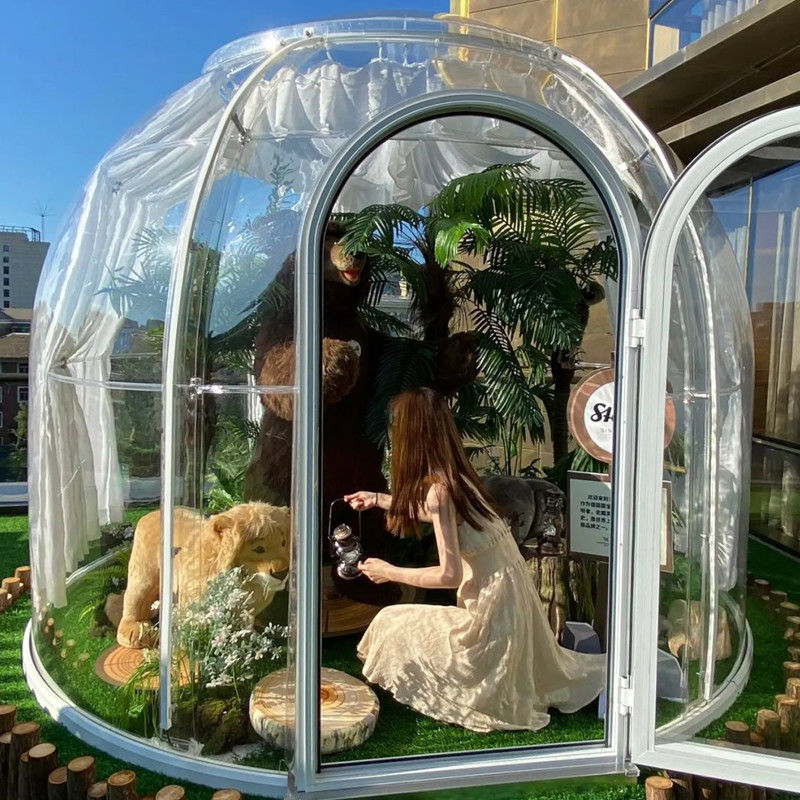 Parque PC Clear Igloo Dome Tent 6m Geodésico Dome Para acampamento ao ar livre